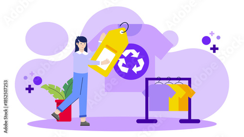 Sustainable Fashion Brand Using Recycled Materials. Business Flat Vector Illustration