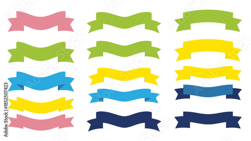 Collection of colorful ribbon banners with rounded edges, perfect for graphic design projects and promotions
