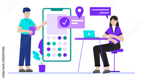 Online Business Registration Process. Business Flat Vector Illustration