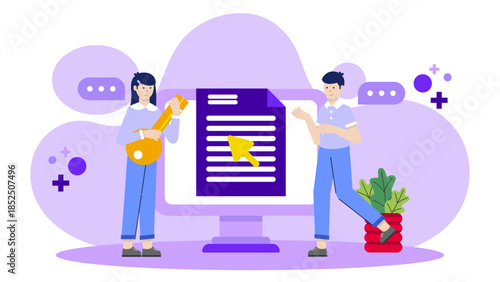 Online Business Registration Process. Business Flat Vector Illustration