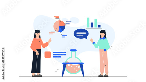 Biotech Firm Developing Lab-Grown Materials. Business Flat Vector Illustration