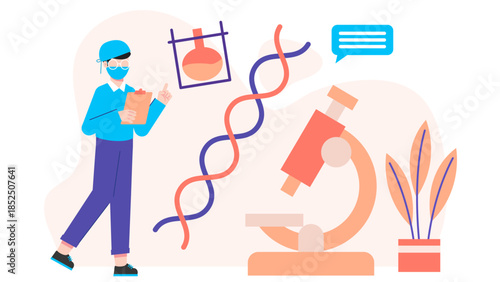 Biotech Firm Developing Lab-Grown Materials. Business Flat Vector Illustration