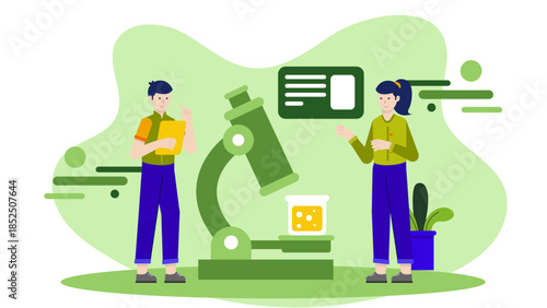 Biotech Firm Developing Lab-Grown Materials. Business Flat Vector Illustration