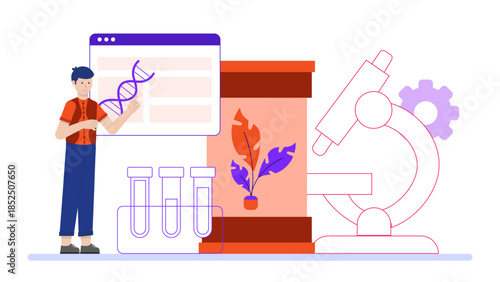 Biotech Firm Developing Lab-Grown Materials. Business Flat Vector Illustration