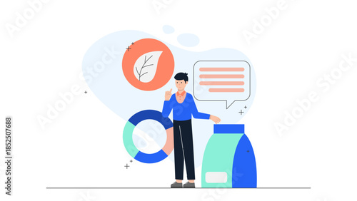 Green Startup Creating Packaging from Mushrooms. Business Flat Vector Illustration