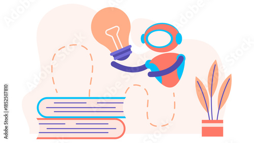 AI Generating Personalized Learning Paths. Business Flat Vector Illustration