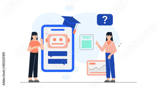 AI Generating Personalized Learning Paths. Business Flat Vector Illustration