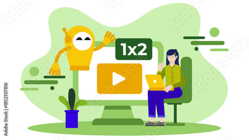 AI Generating Personalized Learning Paths. Business Flat Vector Illustration