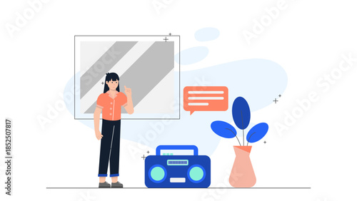 Virtual Choreographer Designing a Dance Routine. Business Flat Vector Illustration