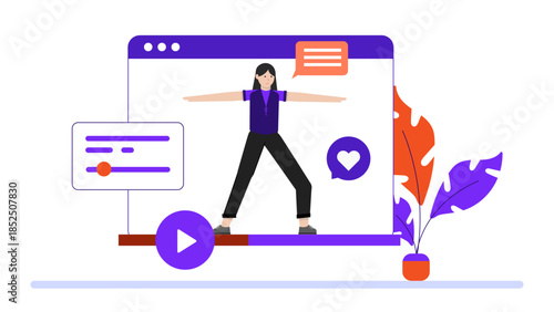 Virtual Choreographer Designing a Dance Routine. Business Flat Vector Illustration