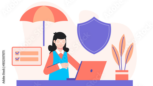 Remote Insurance Adjuster Assessing Damage. Business Flat Vector Illustration