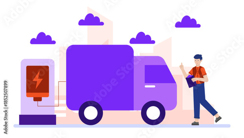 Smart Public Park with Free Charging Stations. Business Flat Vector Illustration