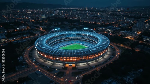 Football stadium and celebration with night view