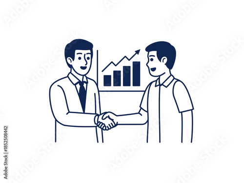 Two businessman handshake shaking hands meeting successful deal teamwork partnership sales growth