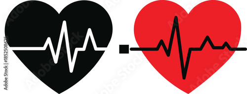 Two hearts displaying electrocardiogram lines representing health and vital signs visually