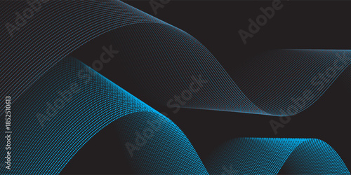 Dark abstract background with glowing wave. Shiny moving lines design element. Elegant dynamic wavy lines. Modern futuristic technology concept. Vector,eps.10