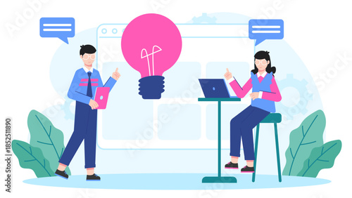 Digital Platform for Crowdsourced Innovation. Flat Vector Business Illustration