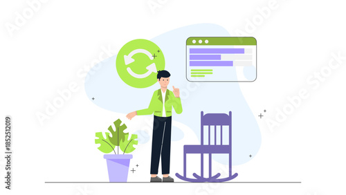 Sustainable Furniture Company Using Reclaimed Wood. Flat Vector Business Illustration