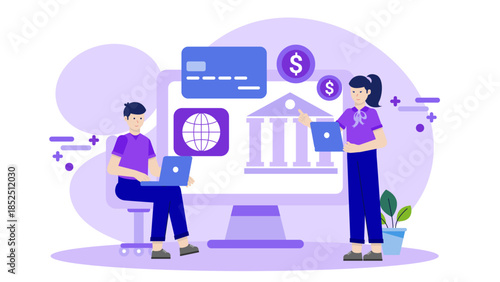Digital Platform for Peer-to-Peer Lending. Flat Vector Business Illustration