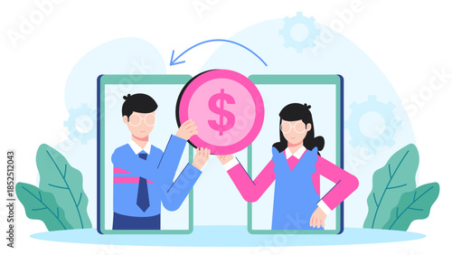 Digital Platform for Peer-to-Peer Lending. Flat Vector Business Illustration