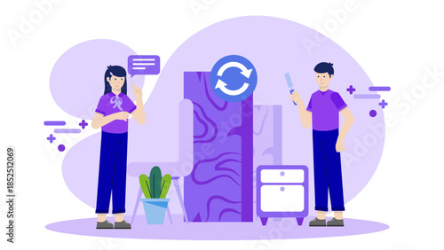 Sustainable Furniture Company Using Reclaimed Wood. Flat Vector Business Illustration