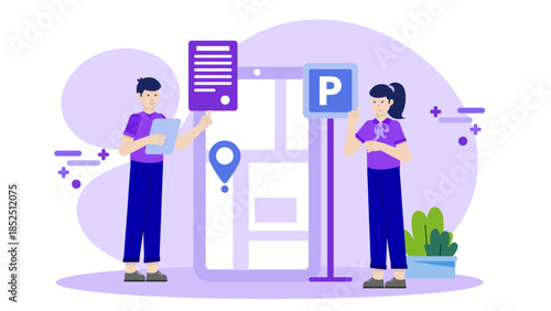 Online Platform for Contesting Parking Tickets. Flat Vector Business Illustration