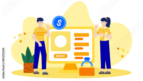 Digital Platform for Renting High-End Fashion Accessories. Flat Vector Business Illustration