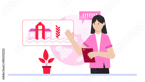 Smart City Deploying Flood Warning Sensors. Flat Vector Business Illustration