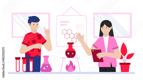 Phamaceutical Lab Developing Smoke Cessation Products. Flat Vector Business Illustration