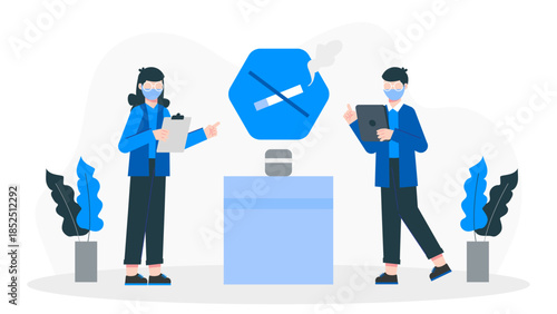 Phamaceutical Lab Developing Smoke Cessation Products. Flat Vector Business Illustration