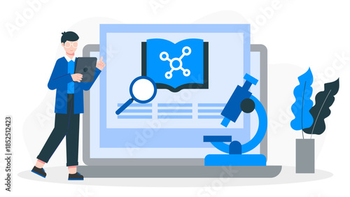 Digital Platform for Crowdfunding Scientific Research. Flat Vector Business Illustration