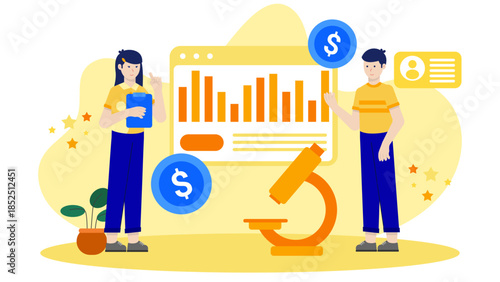 Digital Platform for Crowdfunding Scientific Research. Flat Vector Business Illustration