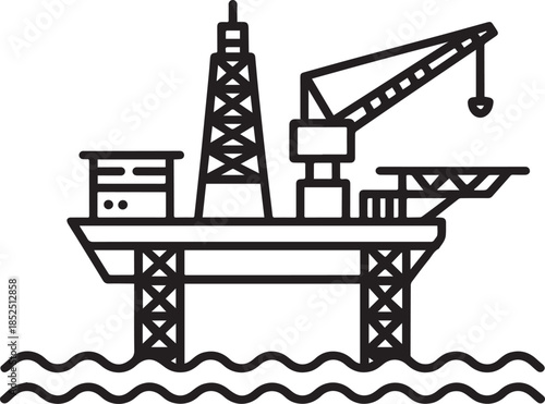 Offshore Oil Platform and Energy Industry Icon