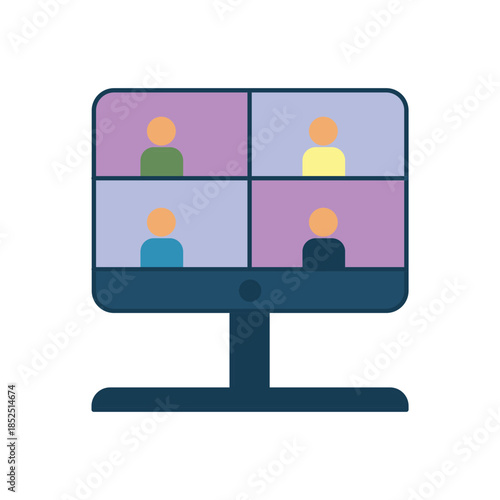 Virtual classroom flat icon for online education and remote learning concepts. Clean vector design for e-learning platforms, video classes, apps, UI, websites, dashboards and digital education project