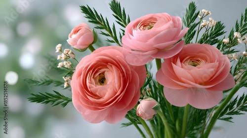 Pink ranunculus bouquet symbolizing beauty and spring