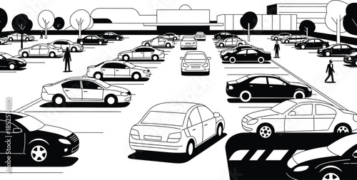 A busy city street with multiple lanes of traffic and pedestrians