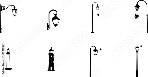 Collection of various street lamp designs and styles