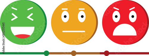 A set of colorful emoji faces and hand gestures depicting a range of emotions from happy to angry and positive to negative.