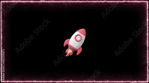 Rocket's Ascent: A vibrant rocket ship streaks upward against a stark, captivating background, symbolizing exploration and boundless potential.