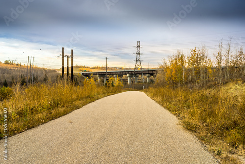 North Saskatchewan river valley shared pathway landscape   in fall season
