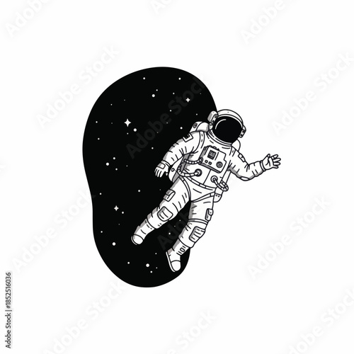 Astronaut floating in space with stars.