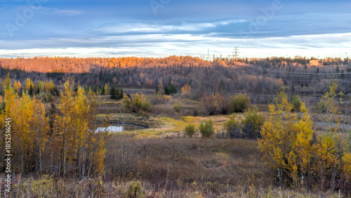 North Saskatchewan river valley landscape in fall season