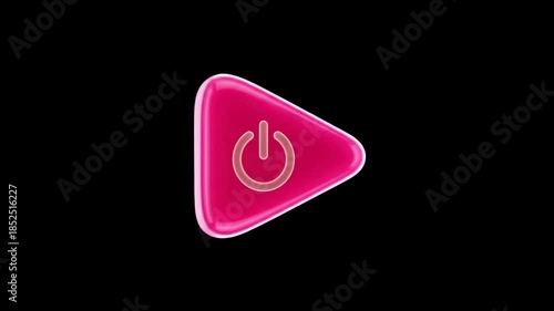 Pink Power Button: The image features a vibrant pink power button icon, signifying start or activation on a sleek black backdrop, representing initiation or activation.