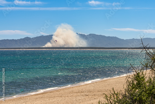 Agriculture field residues burn out at Baja California Sur, La Ventana, Mexico