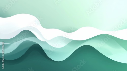 Soft White Gradient with Mint Green Hues Creates Smooth Abstract Background Design Featuring Gentle Waves for Calming and Serene Atmosphere