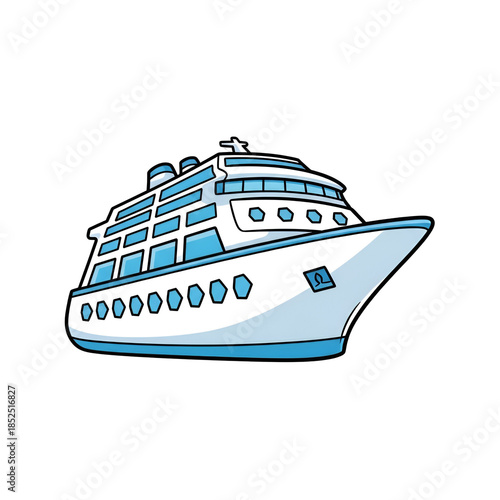White and blue cruise ship isolated on a transparent background boat vessel ocean