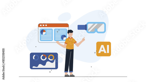 Corporate Team Onboarding a New AI Tool. Flat Vector Illustration