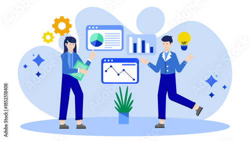 Corporate Team Onboarding a New AI Tool. Flat Vector Illustration