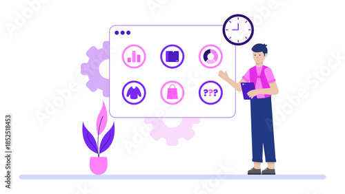 Digital Platform for Skill-Based Volunteering. Flat Vector Illustration