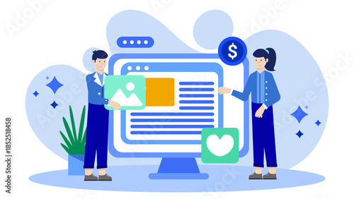 Digital Platform for Skill-Based Volunteering. Flat Vector Illustration